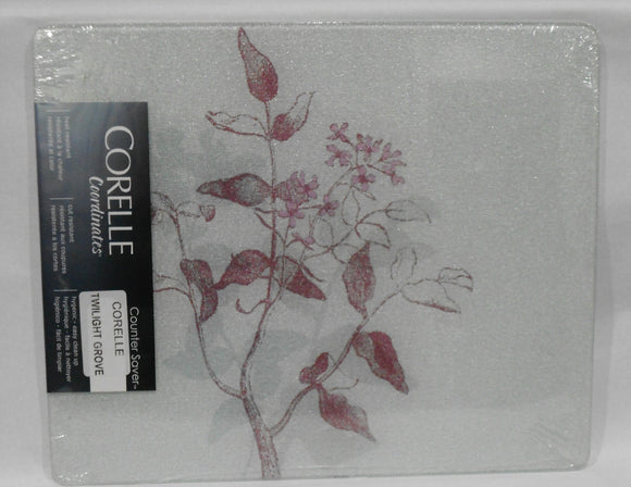 ❤️ Corelle TWILIGHT GROVE 15x12 COUNTER SAVER Tempered Glass Hot Plate Cutting Board