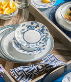 ❤️ 16-pc Corelle VERANDA DINNERWARE SET *Blue Gray Aqua Floral & Seaside Tiles