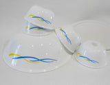 ❤️ 6-pc Corelle WAVES Snack SET 1-Qt SERVING & 6-oz RAMEKINS BOWLS Blue Yellow