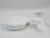 ❤️ 6-pc Corelle WAVES Snack SET 1-Qt SERVING & 6-oz RAMEKINS BOWLS Blue Yellow