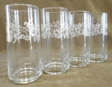 ❤️ NEW 4 Corelle WHITE LACE / COLONIAL MIST 16-oz TUMBLER GLASSES Floral Spray