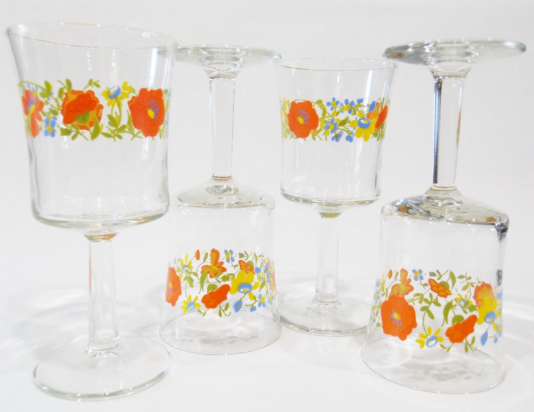 1 Corelle WILDFLOWER 10-oz WATER GOBLET 6 3/4 Wine Glass Orange