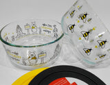 ❤️ 4-pc PYREX WINNIE THE POOH & BEE HAPPY 4 Cup Storage Bowls Set *Yellow Black