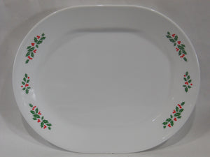 *NR MINT CORELLE Christmas WINTER HOLLY Red Green SERVING PLATTER Entree Plate Tray
