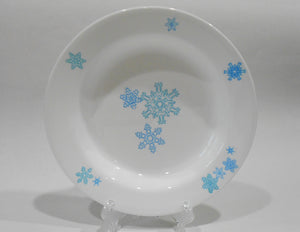 ❤️ Corelle WINTER MAGIC 9" FLAT RIM SOUP BOWL 15-oz *Christmas Blue Snowflakes