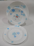 ❤️ Corelle WINTER MAGIC 10 3/4" DINNER PLATE *Christmas Snowman Blue Snowflakes