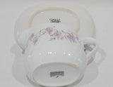 Corelle WISTERIA GRAVY BOAT & UNDERPLATE Sauce Purple Floral Porcelain Stoneware