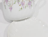 Corelle WISTERIA GRAVY BOAT & UNDERPLATE Sauce Purple Floral Porcelain Stoneware