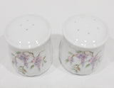 *NEW Corelle WISTERIA SALT & PEPPER SHAKER SET Purple Floral Porcelain Japan