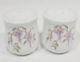 *NEW Corelle WISTERIA SALT & PEPPER SHAKER SET Purple Floral Porcelain Japan