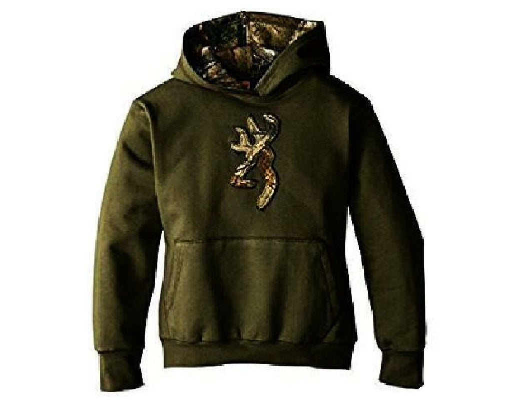 BROWNING Boys Youth BUCKMARK HOODIE Sweatshirt Pullover GREEN BROWN or  BLACK New