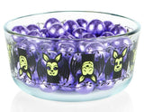 PYREX 4 Cup HALLOWEEN Glass Storage Bowl & Cover *BLACK BATS Creepy